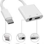 Type-C to 3.5mm Audio Headphone charge adapter 2 in 1 Dual port Aux Jack Adapter Converter Splitter Cable With Type c Charging Jack