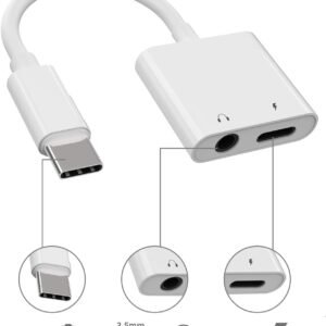 Type-C to 3.5mm Audio Headphone charge adapter 2 in 1 Dual port Aux Jack Adapter Converter Splitter Cable With Type c Charging Jack